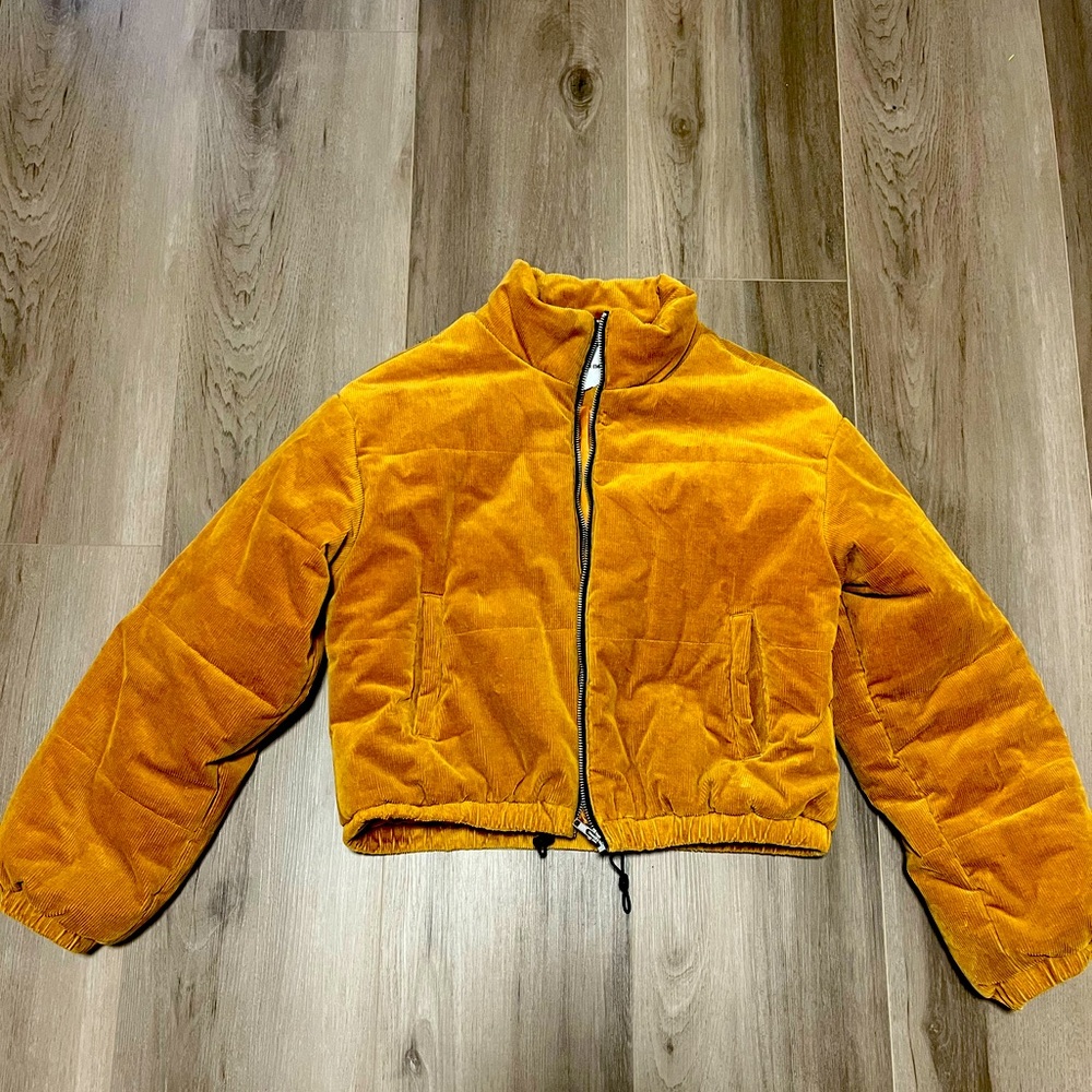 Buttery soft cropped cord puffy jacket